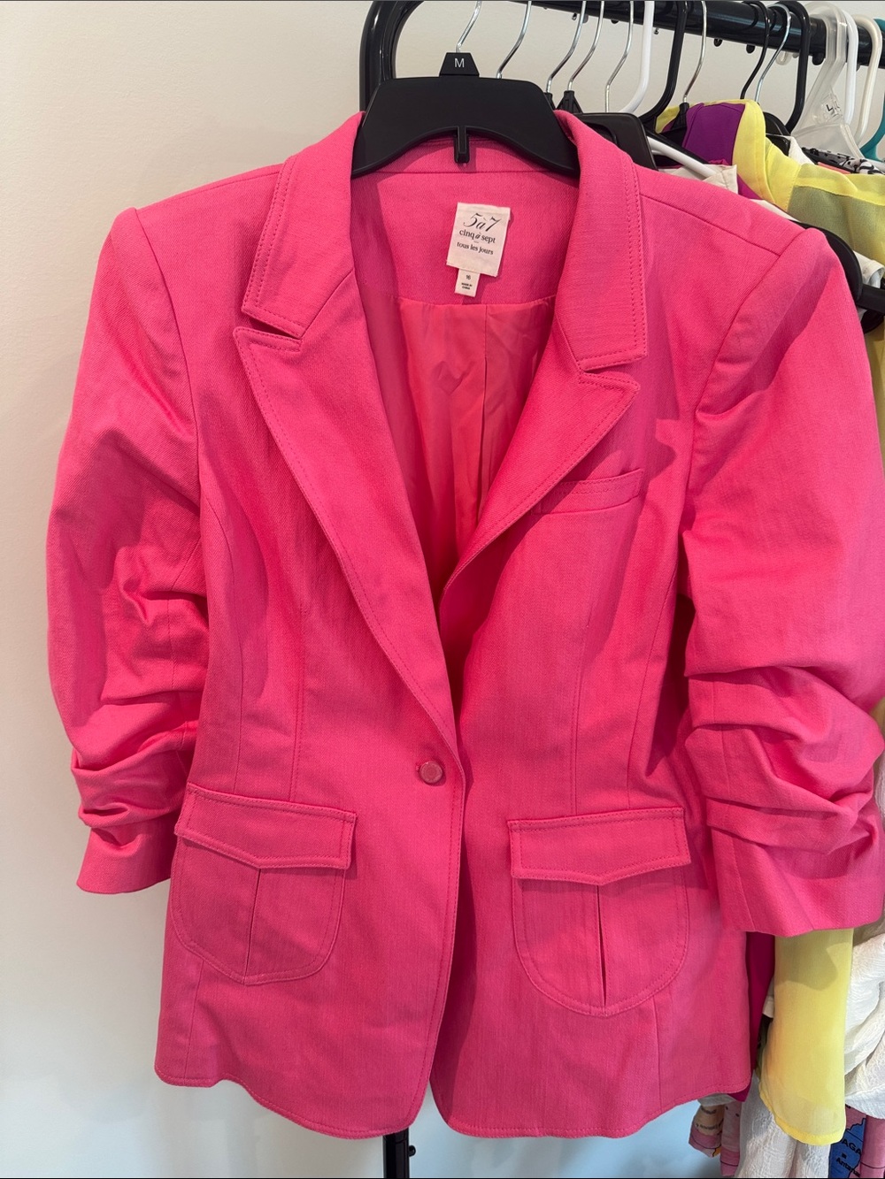 WORN ONCE! Cinq a Sept Hot Pink Denim Women’s Blazer Jacket -